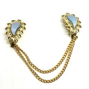 VINTAGE Sweater Clip Guard Chain THERMOSET Plastic Paisley  Gold Tone MCM 50s